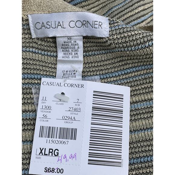 Casual Corner Long Knit Cardigan Sweater XL Metallic Gold Striped Y2K  NWT - Picture 7 of 8